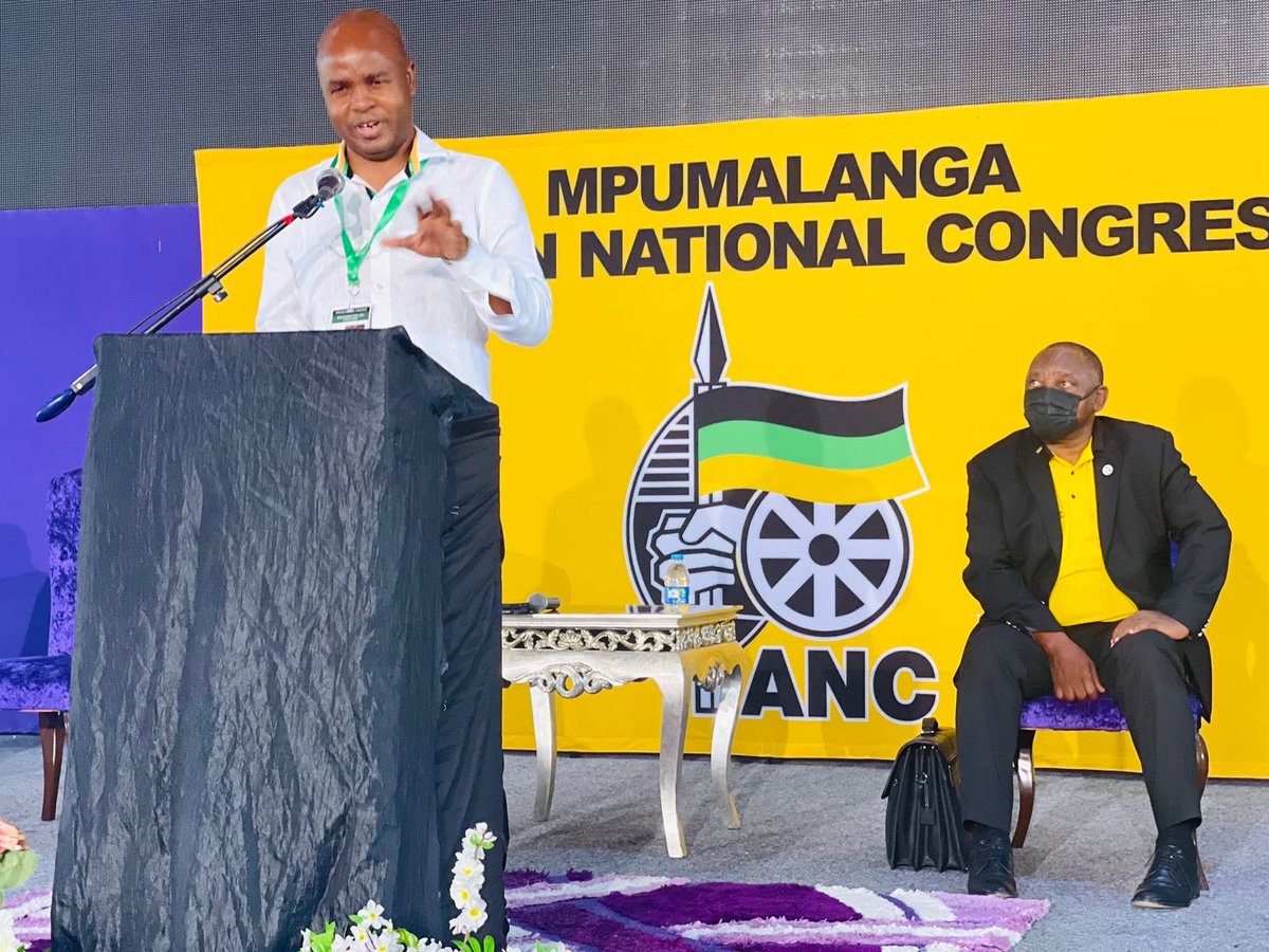 ANC PTT Convenor Comrade Mandla Ndlovu introducing ANC President Cyril Ramaphosa in Mpumalanga.