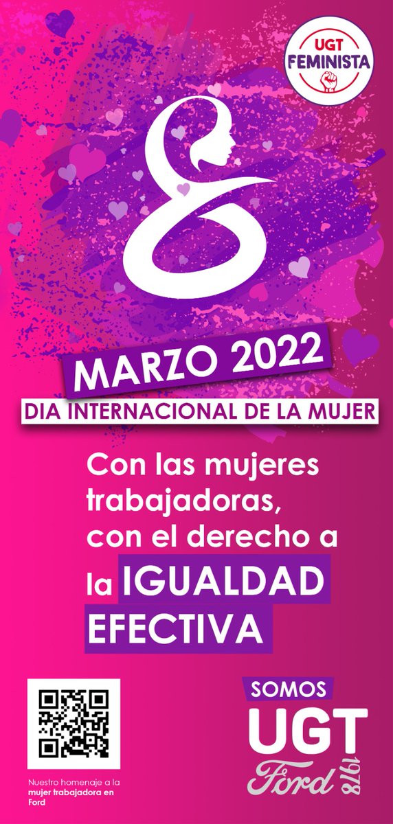 UgtFord's tweet photo. 📢 UGT - 8M
🗣️ La negociación colectiva debe impulsar la igualdad entre hombres y mujeres.
➡️ Por la igualdad en tiempo real, ¡ya!
💪🏾🤝🏾
♀️ Todos los días del año.
📽️ Una historia sobre igualdad 
👇🏾👇🏾👇🏾👇🏾👇🏾
 https://t.co/WX84ZYZ6hj

#8M #DiaInternacionalDeLaMujer https://t.co/KrQwVb2in1