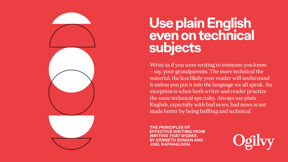 Ogilvy's tweet photo. There are a number of principles that are key to effective writing, no matter what you write.

Your #MondayMotivation from #WritingThatWorks – because people who write well do well.

Check out more #AgencyVoices, here: https://t.co/x7RxG5JUH0 https://t.co/wINIZpTbH3
