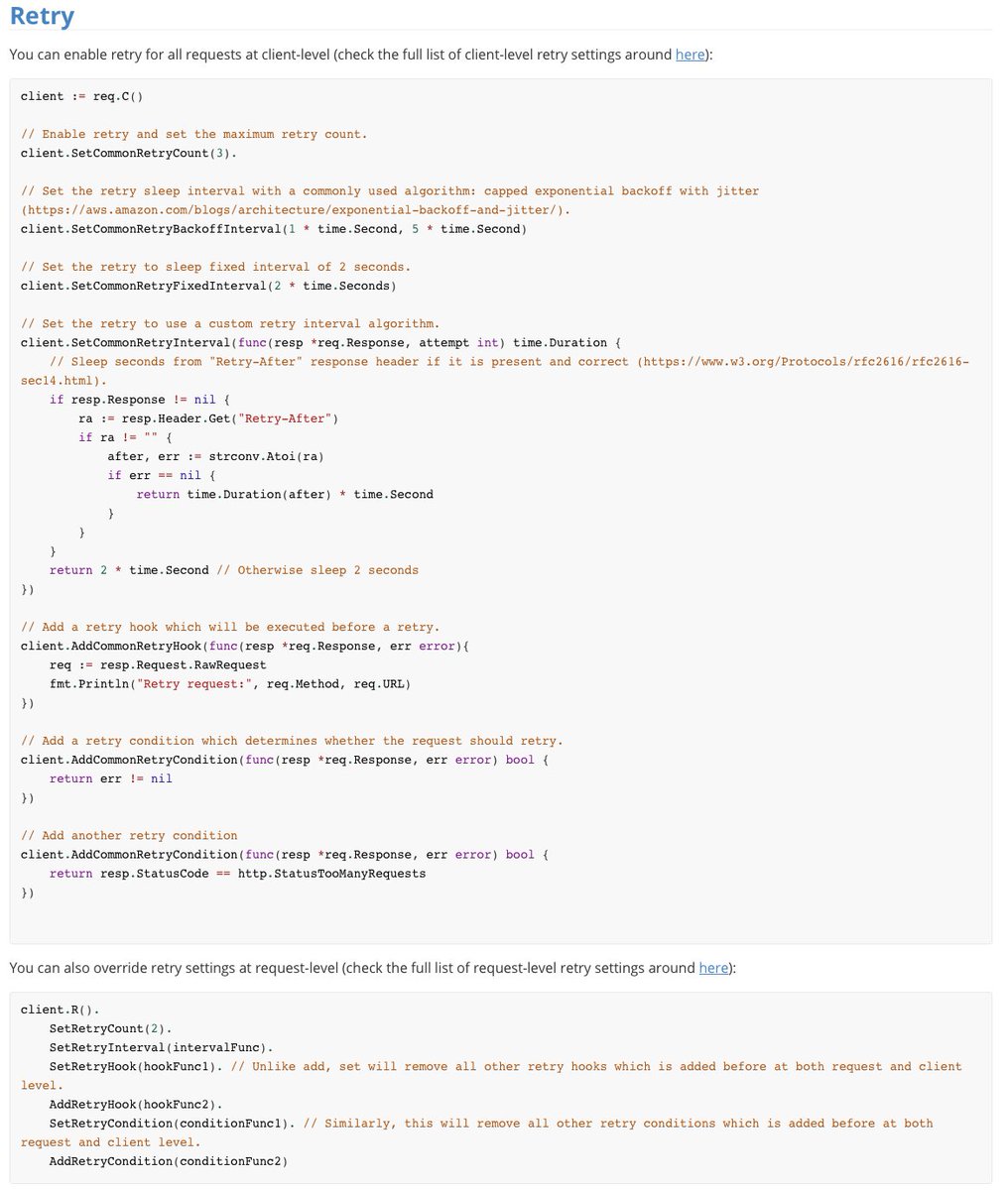 imrocchan's tweet photo. req v3.9.0 is released, retry and powerful customization is supported.👏👏👏 #Golang 

https://t.co/NZZVZ3a5av https://t.co/tN3If2t4gv