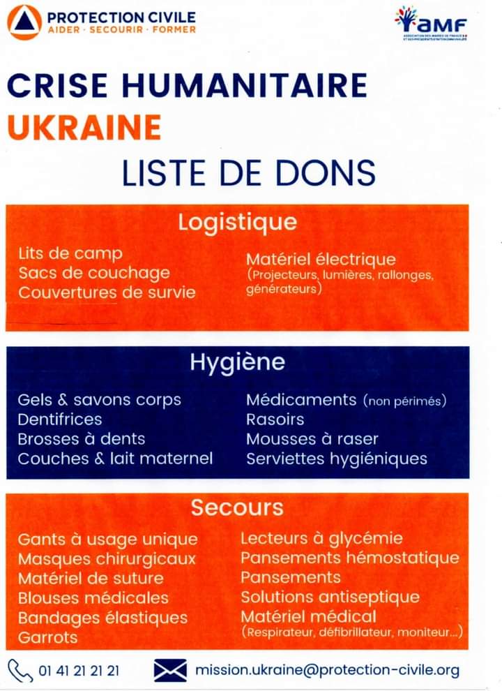 #migennes #SolidariteUkraine  
Les élus de la ville de Migennes tiendront des permanences tout le mois de mars les mercredis et samedis salle Jean Ferrat de 14h à 18h afin de collecter les dons en soutien à l'Ukraine.
En association avec l'AMF et la Protection Civile