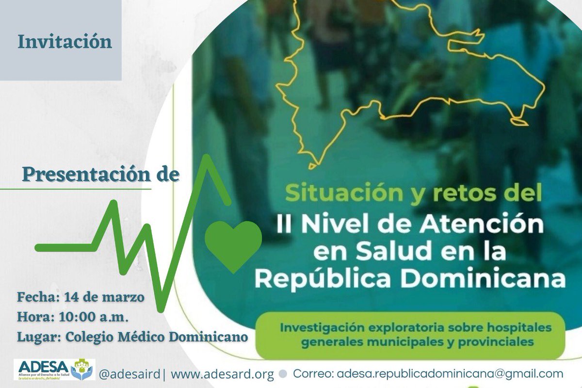 ADESAIRD's tweet photo. ¿Sabes cuál es la importancia de contar con hospitales municipales y provinciales que puedan dar una respuesta eficiente a las demandas de la población. Acompáñanos este próximo 14 de marzo para conocer la respuesta. @SNSRDO, @diariodesalud2, @SaludPublicaRD https://t.co/Vs778fCLbp