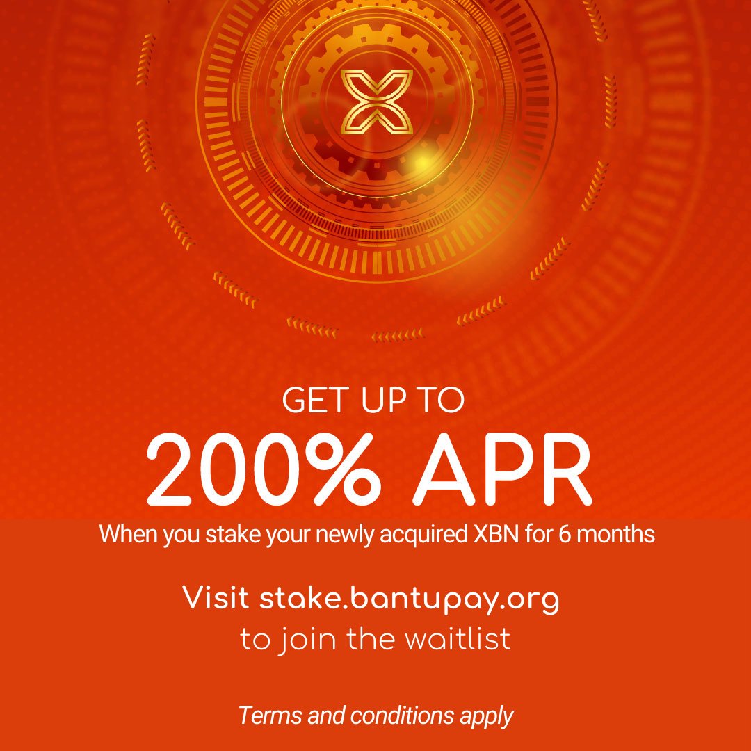 bantublockchain's tweet photo. Hello Bantu!

XBN Staking is finally here!

Every $XBN acquired from our approved Exchanges this March will be eligible for #Staking !

And guess what? It is super easy to do! Visit BantuStakes (https://t.co/Gxbr3XsPvV) to get started!

Read more here:
https://t.co/dCdEOTKLA0 https://t.co/iTpViAF71s