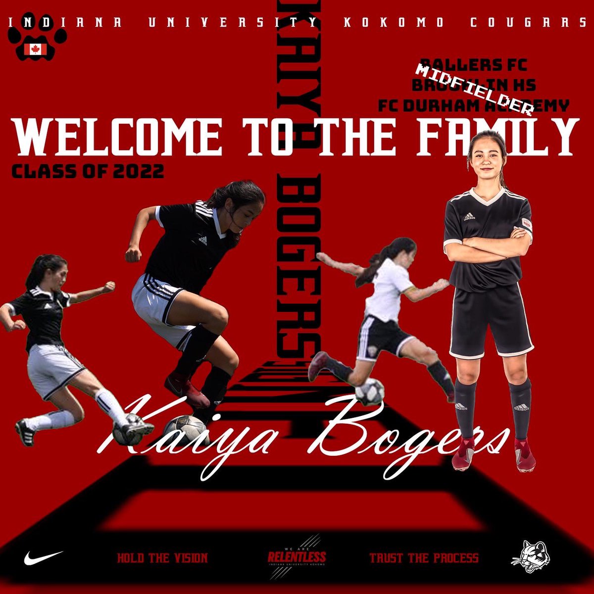 IUKSoccer's tweet photo. ✅ 𝓘𝓣’𝓢 𝓞���𝓕𝓘𝓒𝓘𝓐𝓛 ✍️

Kaiya Bogers officially signed to the Cougar family! 🐾 🇨🇦 

#GoCougars
#CougarCountry https://t.co/vrzOYruOFG