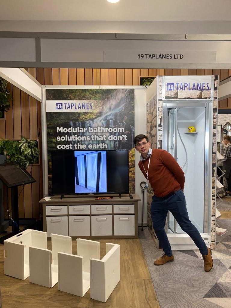 Taplanes's tweet photo. The @ASRACONF is now well under way. Our friendly project managers are on hand to discuss your needs whether it be a refurbishment or new build for any location. We can design any shape, size or quantity.
#bespokedesign #exhibiting #ASRA2022 #ASRAconference #modularbathrooms https://t.co/mA5IVVPyvp