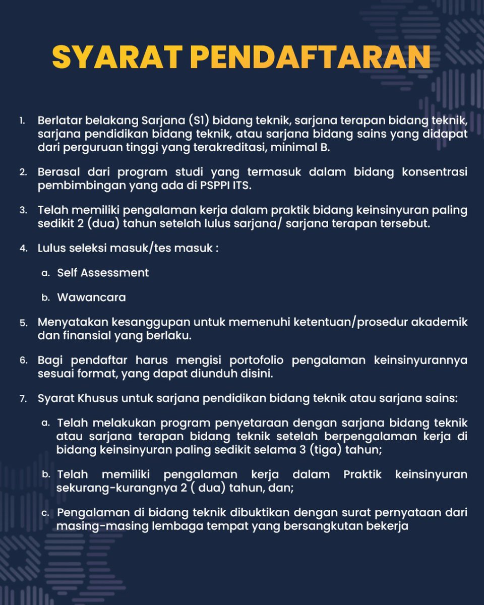 its_campus's tweet photo. Mari meraih Insinyur Profesional anda di PS PPI-ITS

Silahkan konsultasikan pendaftaran anda di 081280667093 (Yusra)

#ppiindonesia #insinyur #insinyurindonesia #teknikindonesia #teknikdaily #mmtits #dmtits #ITSCampus #ITSSurabaya #SIMTITS https://t.co/y3UuKlKhIx