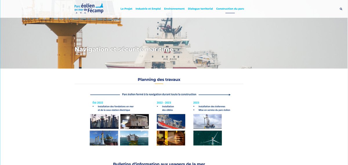 #EolienEnMerFecamp 🚤🤿 Usagers de la #mer, vous souhaitez vous informer sur la #navigation et la #sécuritémaritime pendant la construction du parc. 
Rien de plus simple, consultez toute l’information maritime ici ➡parc-eolien-en-mer-de-fecamp.fr/navigation-et-……

#pêcheurs #Eolienenmer #EMR