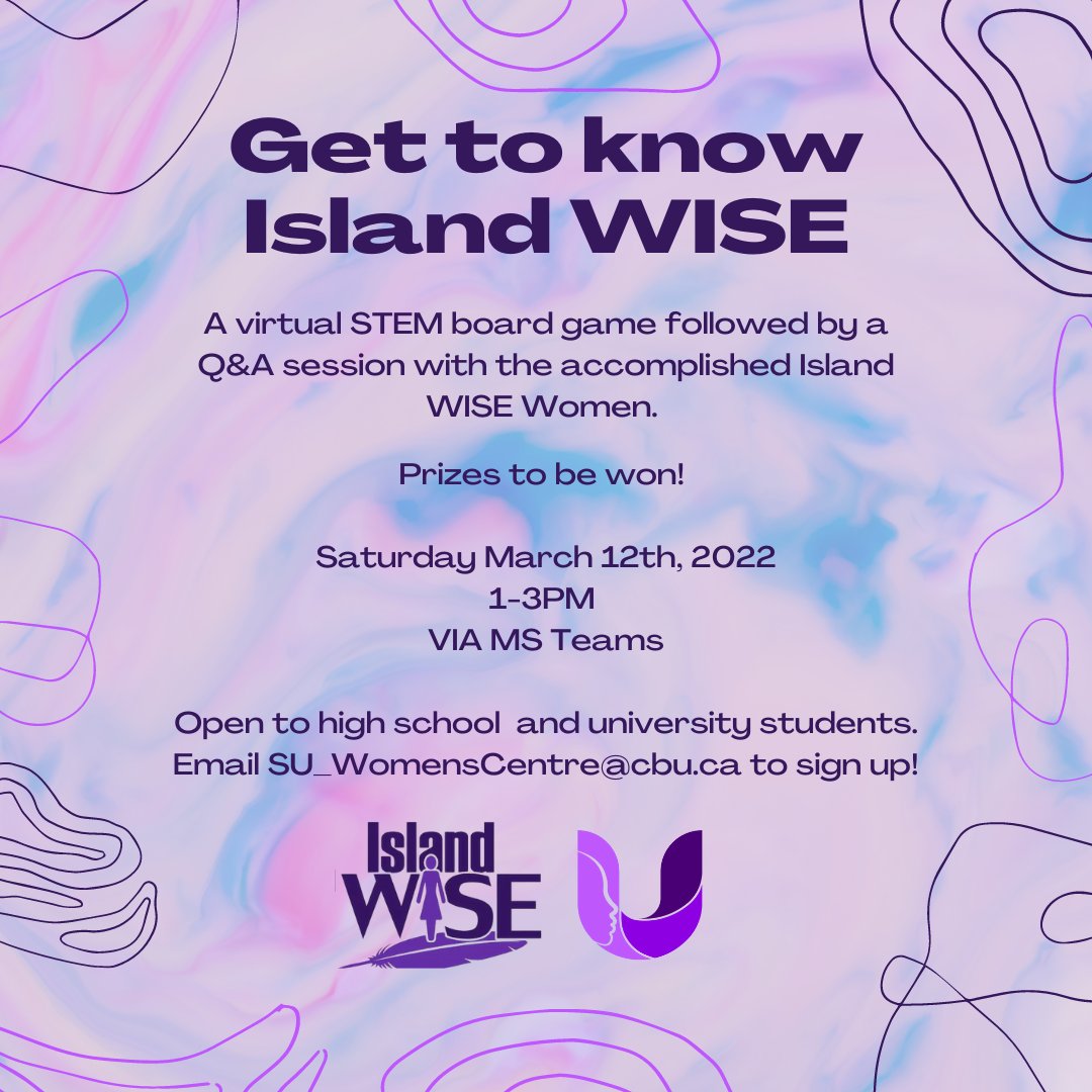 Email SU_WomensCentre@cbu.ca to sign up today! #ISLANDWISE 
<a href="/CBU_WISE/">CBU Island WISE</a>
 
<a href="/cbuniversity/">CBU</a>
 
<a href="/Cape_Breton/">Cape Breton</a>