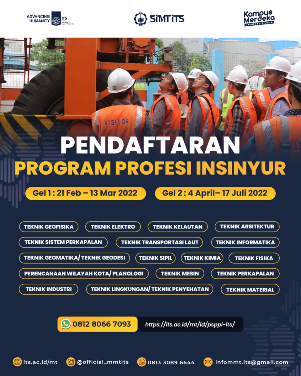its_campus's tweet photo. Mari meraih Insinyur Profesional anda di PS PPI-ITS

Silahkan konsultasikan pendaftaran anda di 081280667093 (Yusra)

#ppiindonesia #insinyur #insinyurindonesia #teknikindonesia #teknikdaily #mmtits #dmtits #ITSCampus #ITSSurabaya #SIMTITS https://t.co/y3UuKlKhIx