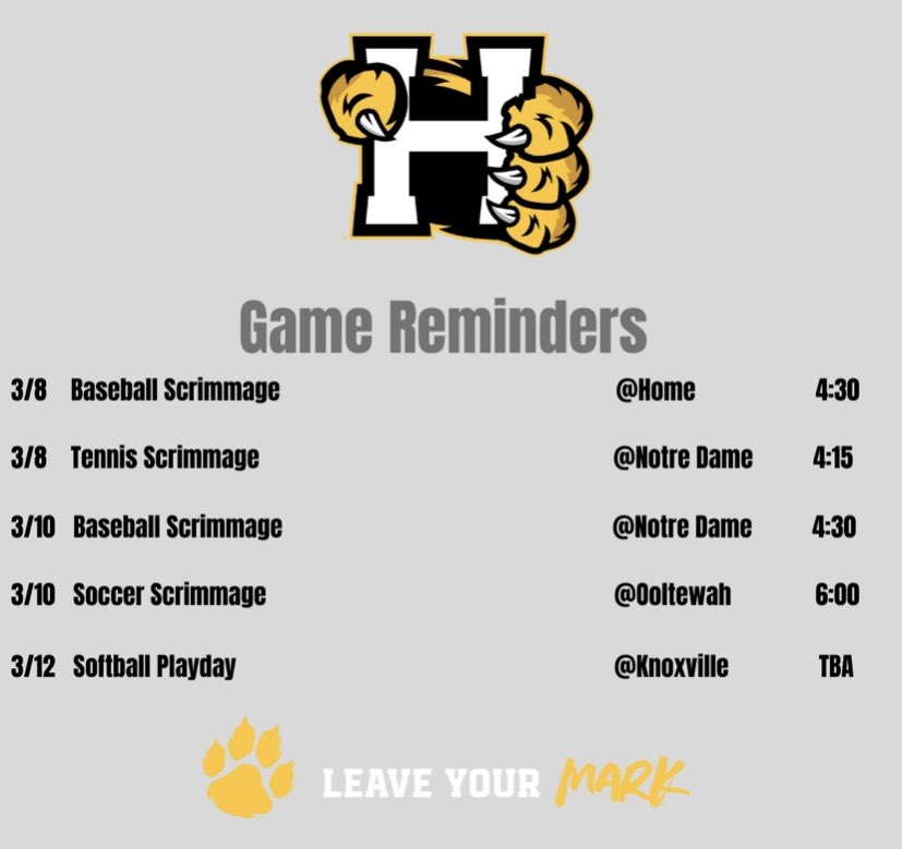 hxhsprincipal's tweet photo. Come support our Wildcat athletes this week!! #leaveyourmark https://t.co/VuDci4EQZM