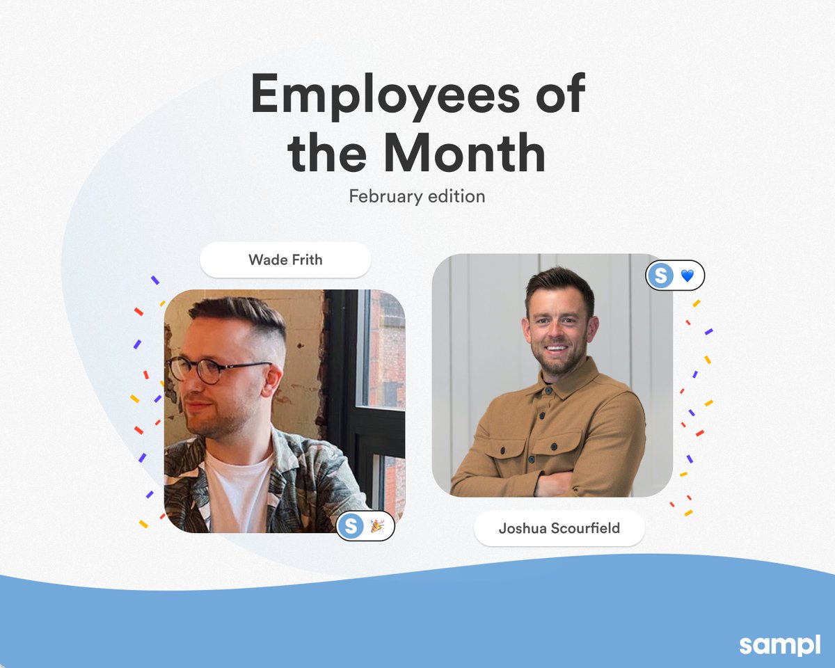 sampltech's tweet photo. Congratulations to Josh and Wade!

This month, the crown of outstanding #EmployeeOfTheMonth belongs to Josh, our Head of Brand Partnerships, and to Wade, our Head of Growth. It is a true pleasure to have such talented people among us. 💙

#ProductSampling #Marketing #Samples https://t.co/8b5zw6fm7P