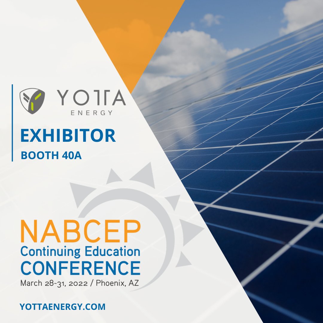 Yotta energy is attending <a href="/NABCEP/">NABCEP</a> #CEConference22!
It's a 4-day conference where PV industry professionals can come together &amp; obtain over 20.5 hours of continuing education.
Register today, so you don't miss your chance to talk with Team Yotta Energy.👇
ow.ly/y64150IaNEX
