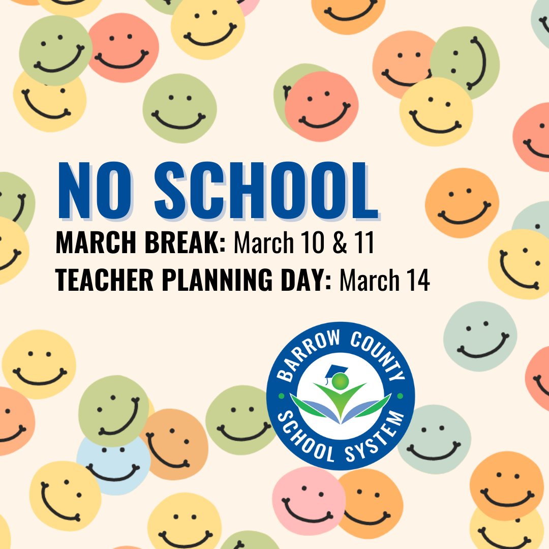 BCSchools1's tweet photo. 📅 March Break &amp; Teacher Planning Day Reminder 📅 There's no school for students on March 10, 11 and 14. See more dates to know on our website: https://t.co/guJwERTzsv https://t.co/BFSdpXVXKd