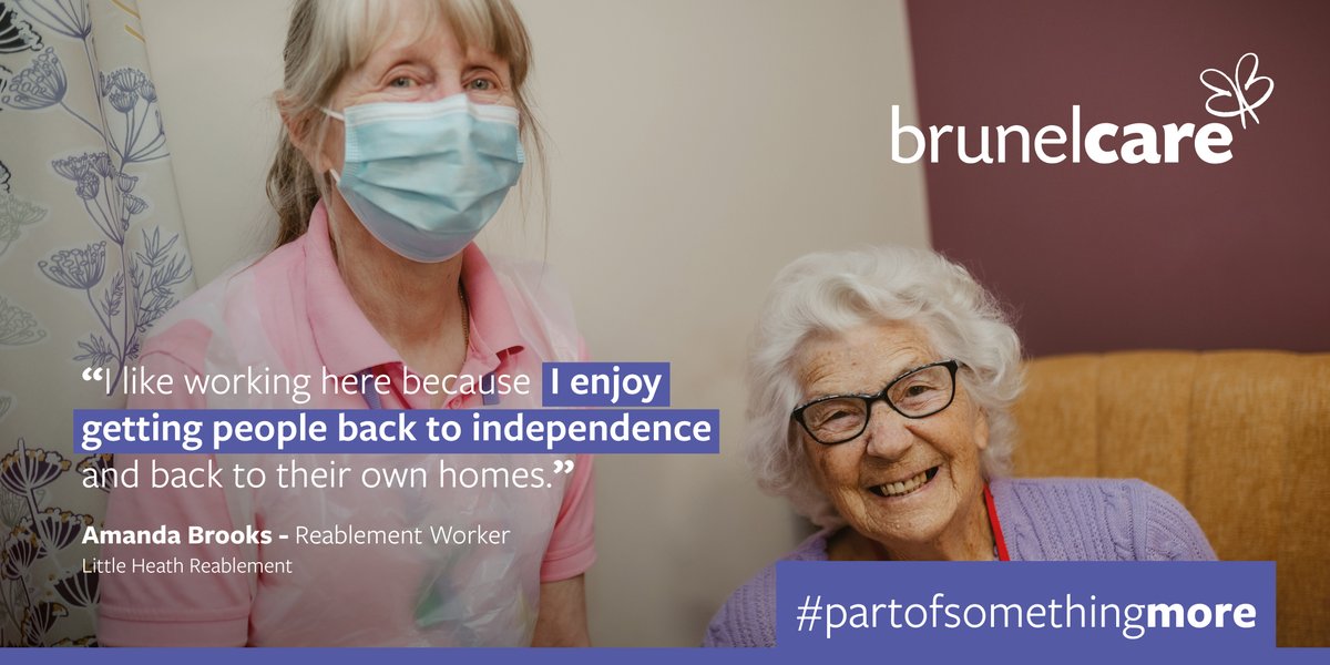 Brunelcare's tweet photo. βI like working here because I enjoy getting people back to independence and back to their own homes.β - Amanda Brooks, Reablement Worker, Little Heath Reablement Centre.
Find your #PartOfSomethingMore and apply to join our team today:
https://t.co/Yurg6fESw5 https://t.co/e2yXbf4WHZ