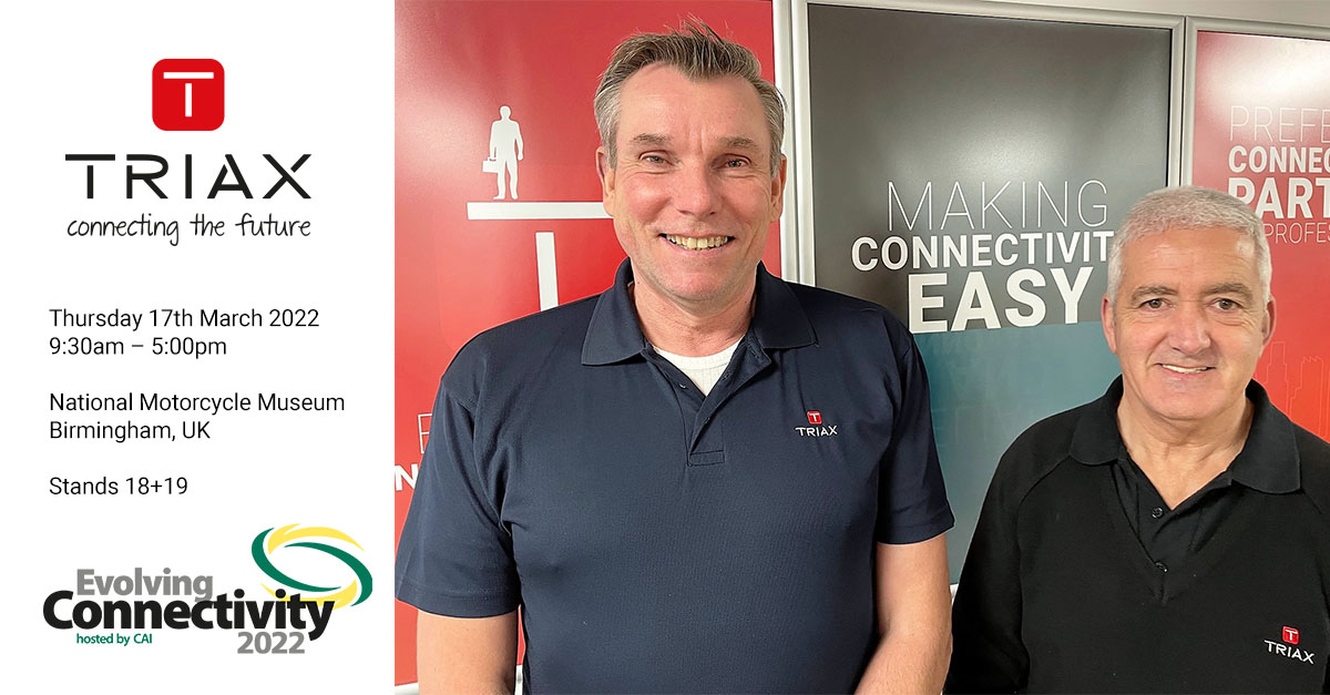 Steve &amp; Gareth getting ready for #EC2022 – can't wait to catch up with you all on 17 March, stands 18+19! triax.com/en-uk/evolving…