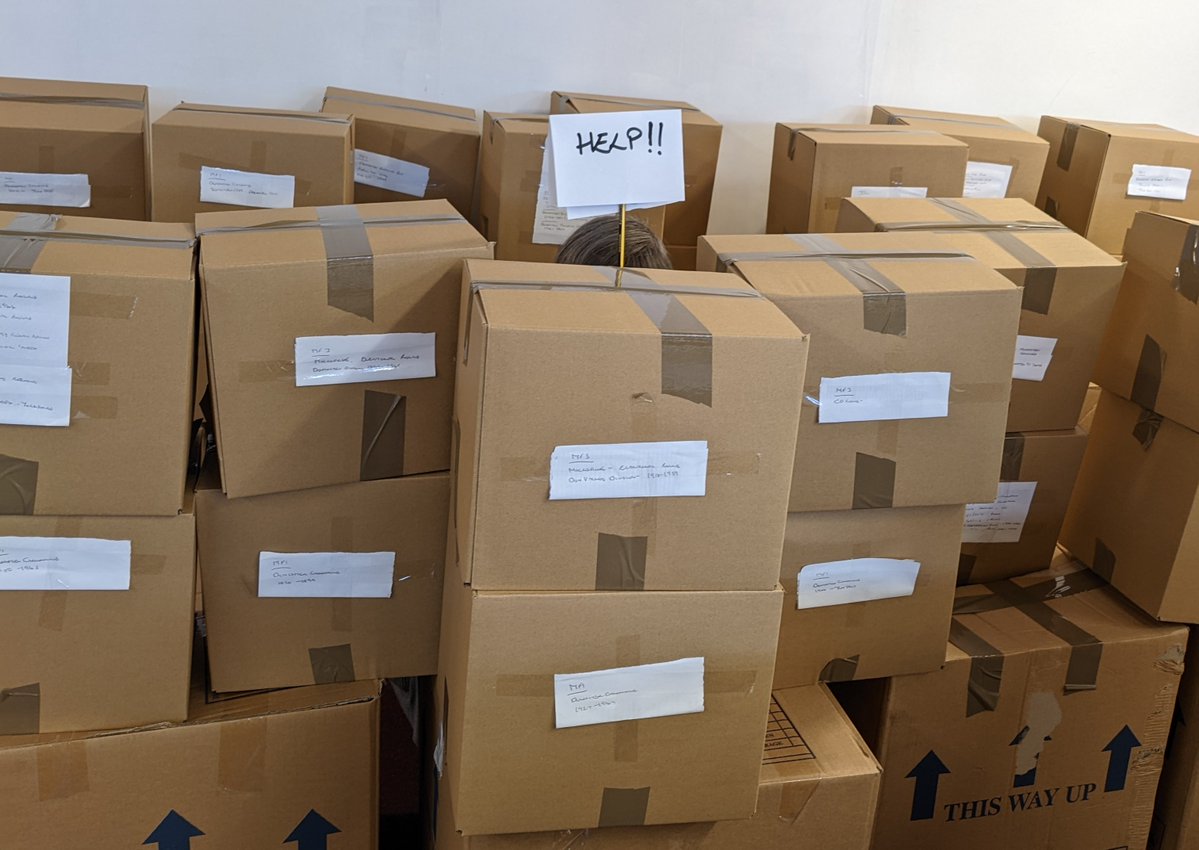 coda1194's tweet photo. In exactly two weeks we will begin the long-awaited move to our new home. Please bear with us a bit longer while we get moved and sorted. We might now be able to find each other amongst all the boxes #DoncasterIsGreat #BoxFort #ArchiveMove https://t.co/Q0mm5ZjCOv
