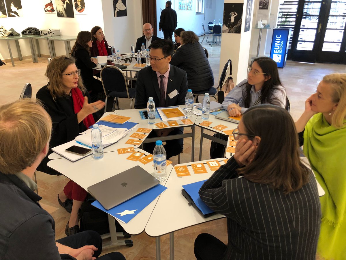 EUNIC_Global's tweet photo. 🔵At the EUNIC regional seminar with clusters in the MENA region hosted by @EUNICJordan, participants are  discussing EUNIC's new resources on #FairCollaboration in #CulturalRelations. 
Find the set of user-centred tools here:
➡️ https://t.co/Fz1Ii0D6Y2… https://t.co/acKBO9r4Zu