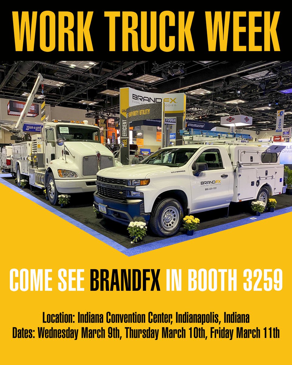 BrandFXBody's tweet photo. It is Work Truck Week. Can't wait to see you!

To learn more, please visit https://t.co/FoNu5F0gaB

#truckbody #BrandFX #BrandFXBody #truckbodies #composite #servicebody #servicebodies #ntea #worktruckweek https://t.co/LCggml62Gz