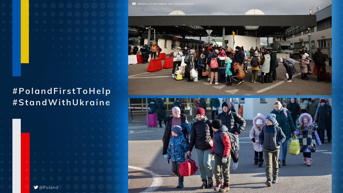 In less than two weeks, more than 1 MILLION people have fled <a href="/Ukraine/">Ukraine / Україна</a> to find a safe shelter in Poland.

Thousands more, packing their lives into a single suitcase, are escaping the cruelty of Putin's war.

Our Friends, you are welcome here, in Poland.

#PolandFirstToHelp 💙💛