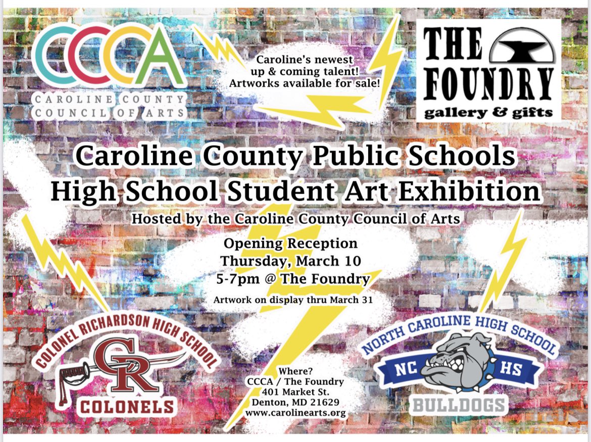 CarolineCircle's tweet photo. You are cordially invited to attend our opening reception on Thursday, March 10 from 5-7pm @ The Foundry. We are expecting a great turnout with students, parents and teachers. https://t.co/i5TFCuCPsB