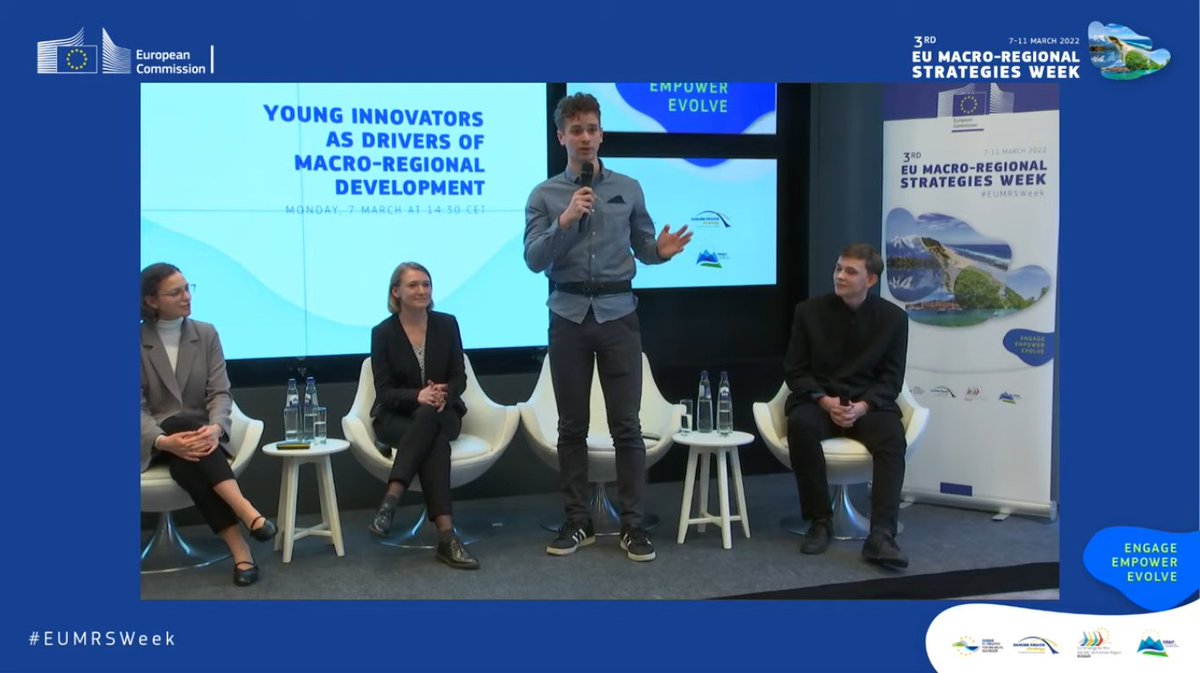 EusairPoint's tweet photo. On #EUMRSWeek:
Nik Stanojević&amp;Val Vidmar are young innovators,#POPRI #EUSAIR #Youth competition winners,which w/VISUS won many competitions, were brought to Brussels as drivers of macro-regional development and most importantly got in touch w/blind community they create for! https://t.co/wEaxRL1Ska