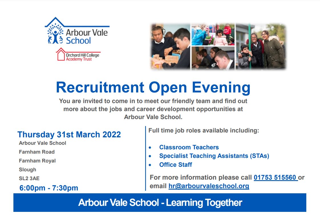 Arbour_Vale's tweet photo. Arbour Vale School are hosting a recruitment evening.
#GoTeamAVS #AVSRecruitment https://t.co/Xvj9DIcZBH