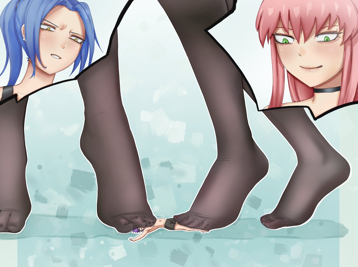 GtsTenshi's tweet photo. Lucky tiny, enjoying heaven right now. 
Art by @Smearz2 
#SizeTwitter #feet #stockings #trampling #duo https://t.co/YN0O9QNZMa