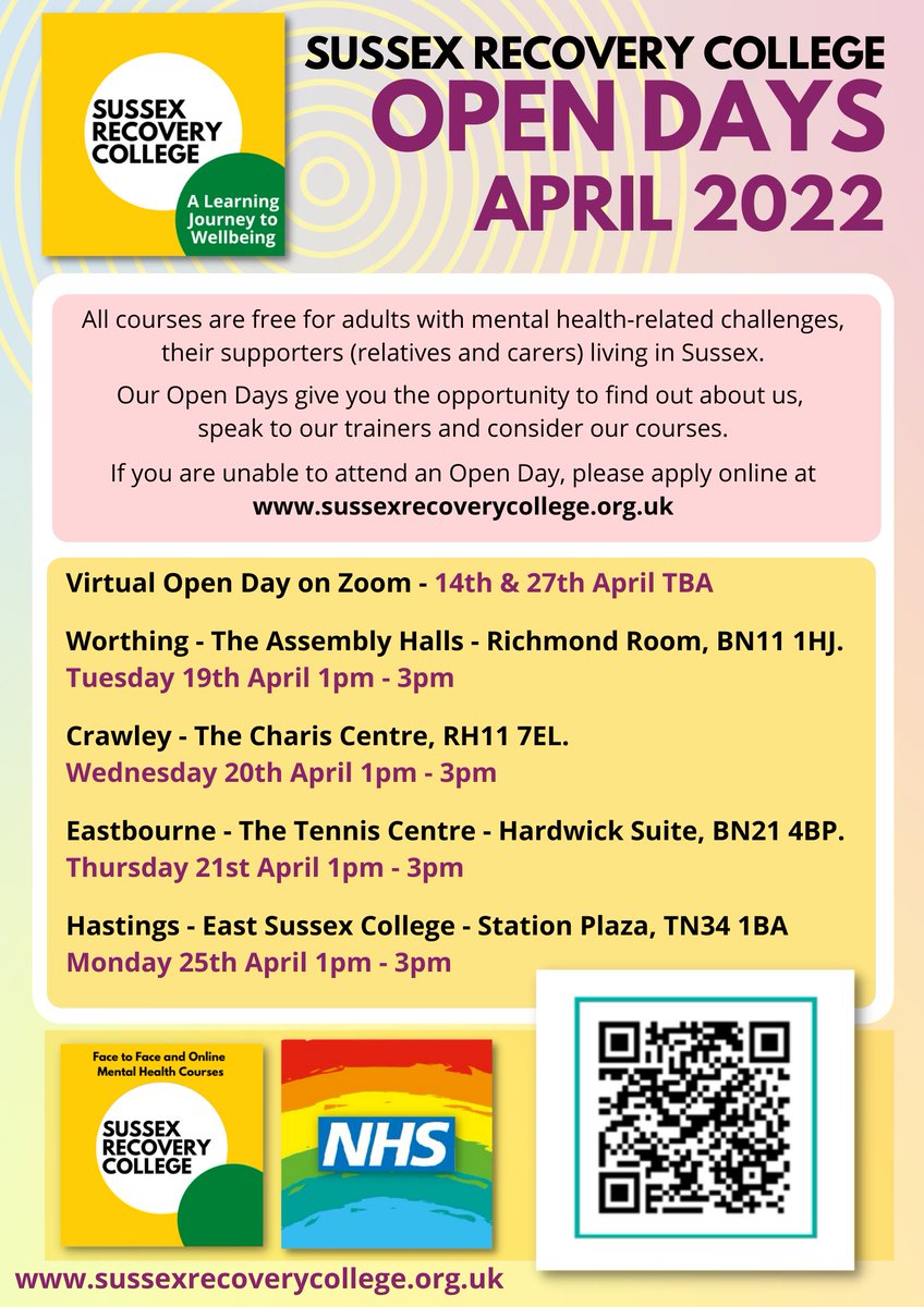 Sussex Recovery College (@susreccoll) on Twitter photo Some dates for your diary -
New Summer Term Open Days.
<a href="/withoutstigma/">SPFT - No longer in use</a>
Timetable to be launched in April. Some dates for your diary -
New Summer Term Open Days.
<a href="/withoutstigma/">SPFT - No longer in use</a>
Timetable to be launched in April.