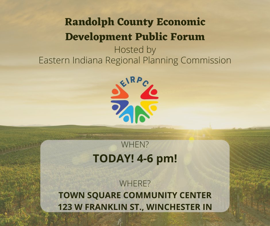 Our Randolph County Economic Development Public Forum is today! We cannot wait to discuss the future economic development plans of Randolph County and Eastern Indiana area!