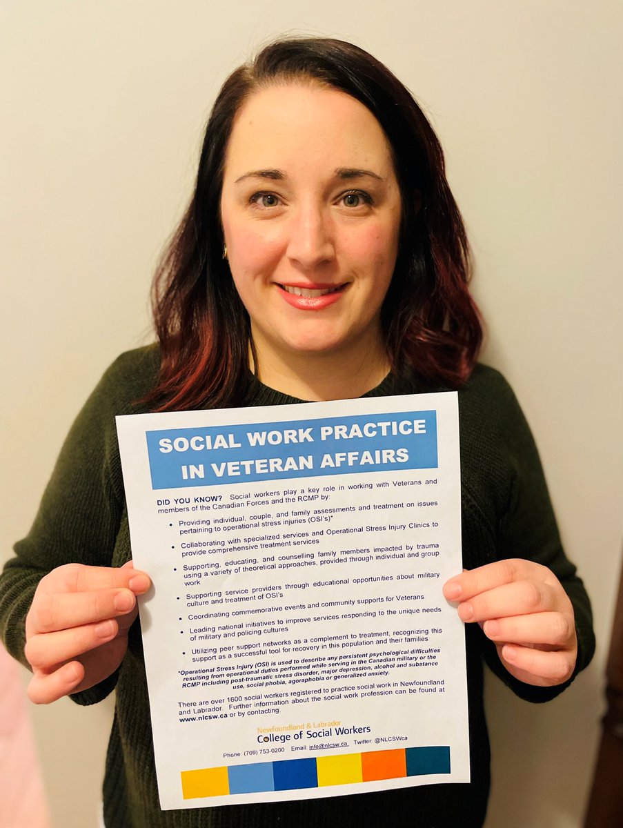 There are over 1600 social workers employed in diverse practice areas throughout NL. Today, we feature RSW Sara Dawe-Kean and the essential role of social workers who work with Veterans - nlcsw.ca/sites/default/… #SocialWorkIsEssential #InCriticalDemand