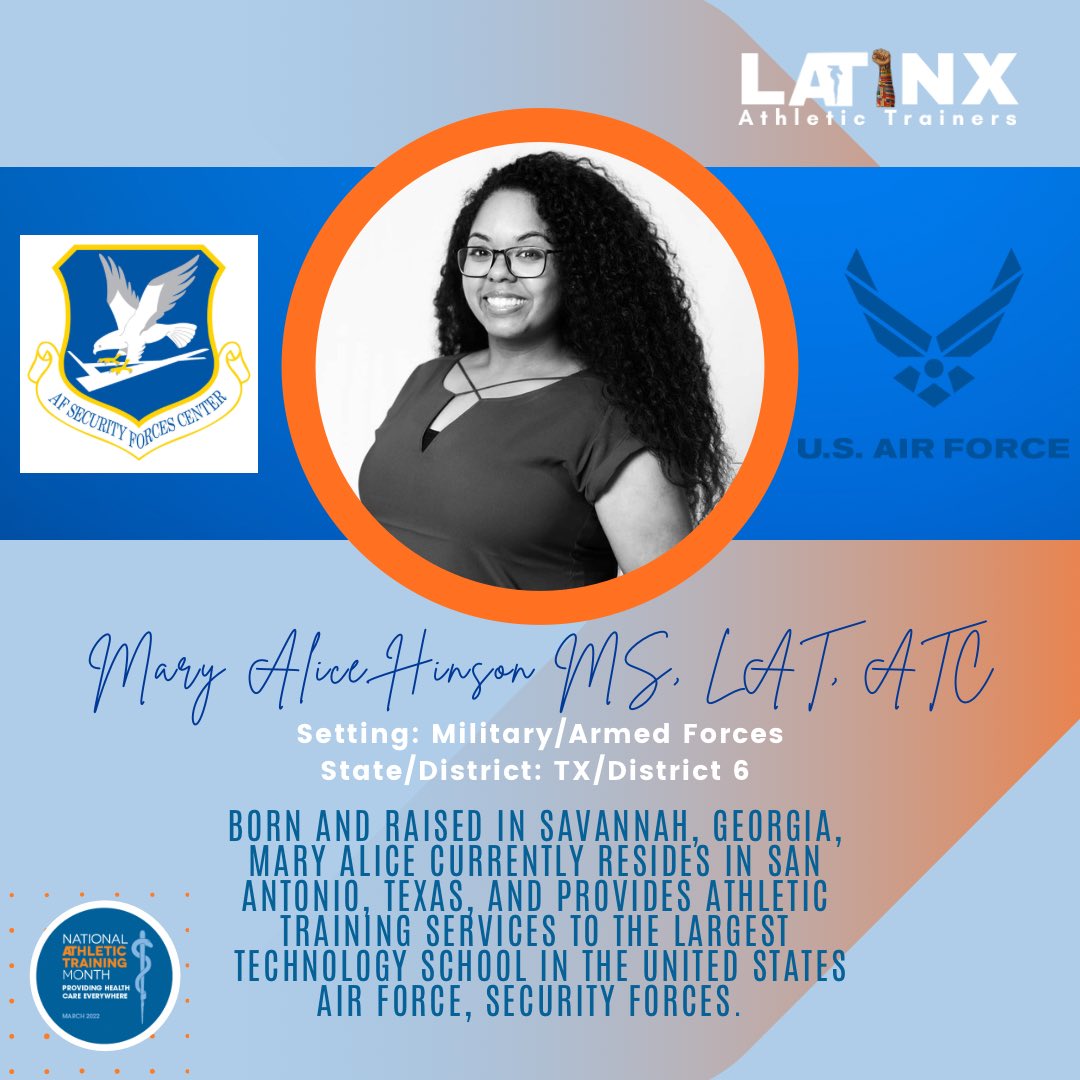 LatinxATs's tweet photo. Meet @HinsonMaryalice! Mary manages the sports medicine clinic at Camp Bullis where students learn ground combat skills in the field. Her duties include holding daily sick call, field response, medical brief for new teams, and being on call for teams in the field. #natm2022 https://t.co/qWwA3PMCfb