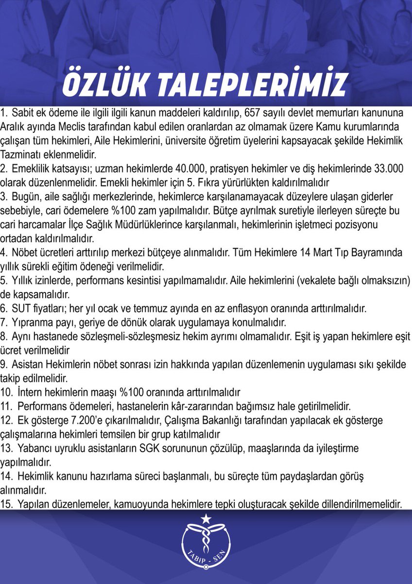 Tabip_Sen's tweet photo. Bugün birçok hastaneden başhekim ,başhekim yardımcıları,müdürler ve hekimler 14 Mart ta külliyeye davet edildi.

Asgari taleplerimizi tekrar tekrar, üstüne basa basa hatırlatıyoruz.

#DahaAzınıKabulEtmiyoruz https://t.co/Uhp2RbP8bj