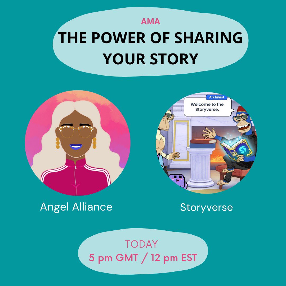 angelallianceth's tweet photo. THE POWER OF SHARING YOUR STORY🎊🚀

Come listen to @storyverse_xyz and I today touch on this incredibly important topic!💓

Would love to see you there, set your reminders ⬇️
https://t.co/FmxHTYZyFz https://t.co/pucl7xed2h