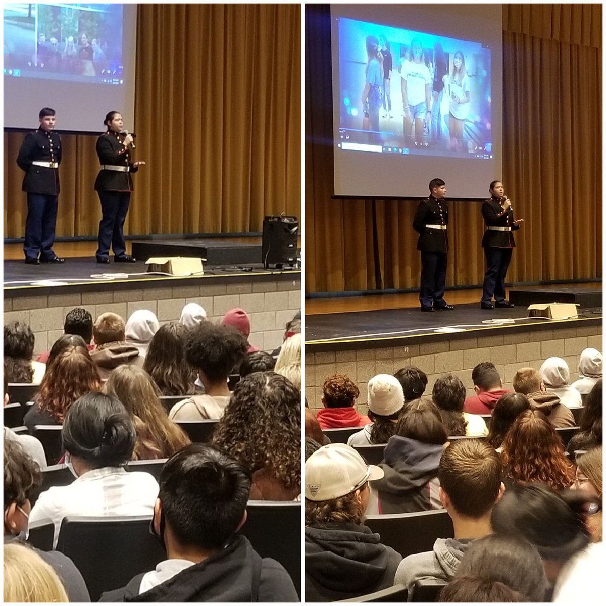 CCPSEVHS's tweet photo. JROTC presents to 8th graders! Go Cyclones! https://t.co/z4PffnP1tY