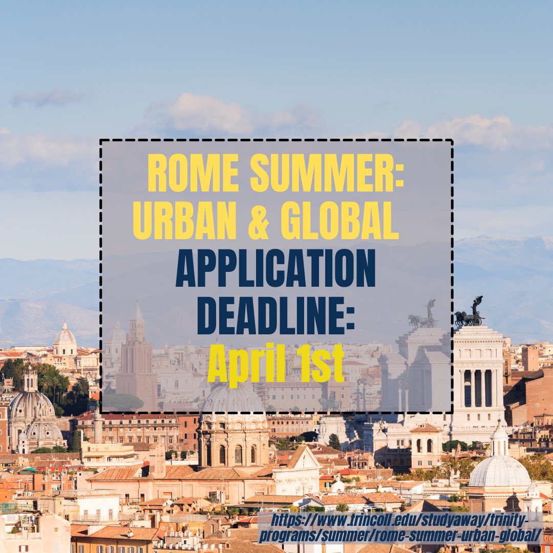 trincollrome's tweet photo. 📣 Rome Summer: Urban &amp; Global applications NOW OPEN! 🥳 Don’t forget to apply by Friday, April 1st! 🗓

👉 Learn more: https://t.co/Xg81pUAYh7

#trincollrome #studyaway #Summer22 #UrbanAndGlobal https://t.co/Nrqh34iyRA