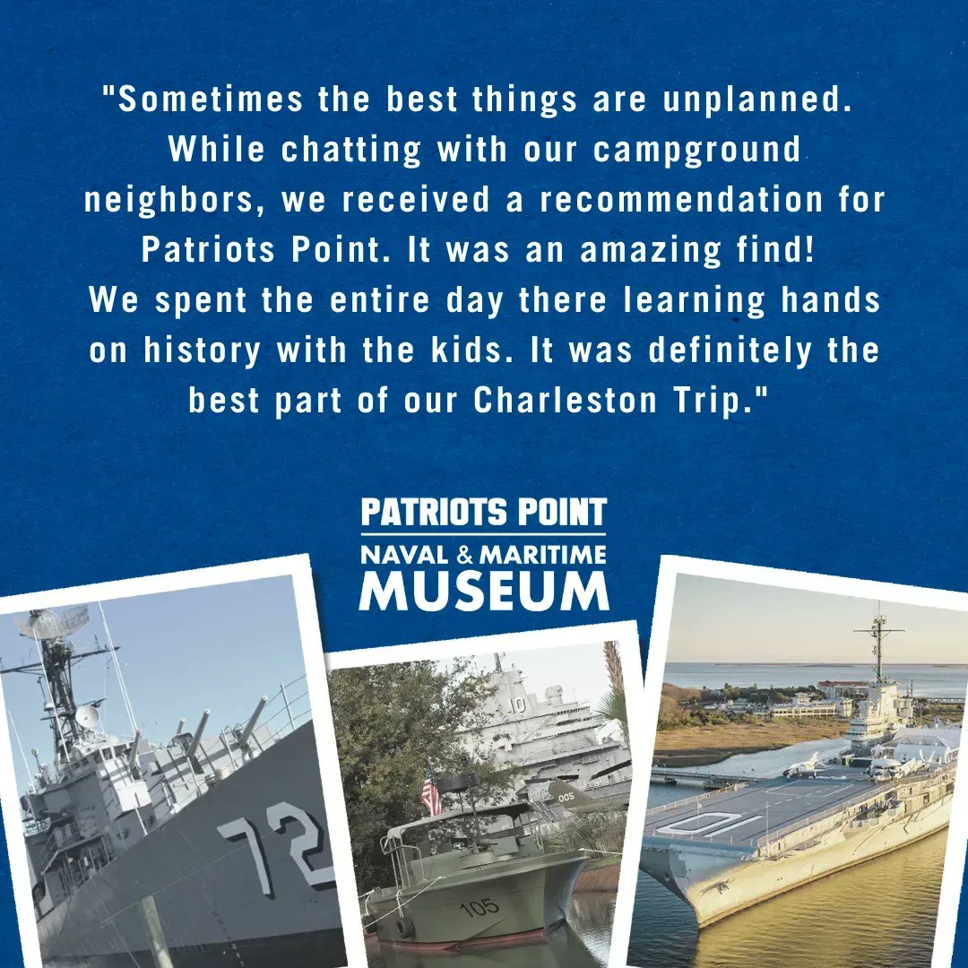Patriots_Point's tweet photo. Are we blushing? What a wonderful review from a family who recently visited from New York!
Learn more about our museum and grab your tickets now: https://t.co/6ePSh7mBZM
#patriotspoint #ussyorktown #explorecharleston #springbreak #visitchs #museums https://t.co/zvPLK2damk