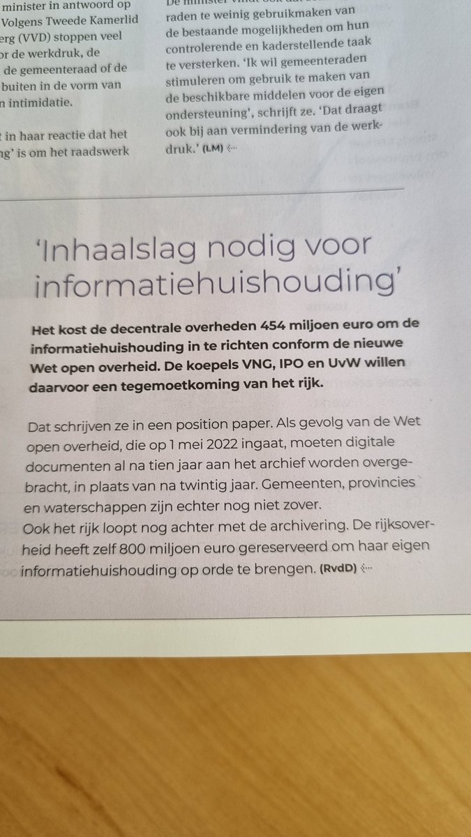 JonkersJeroen's tweet photo. Afgelopen vrijdag stond in @vng_magazine een kort bericht over de extra benodigde investeringen voor de informatiehuishouding. De genoemde position paper is te lezen op https://t.co/zmHmxKYsTD https://t.co/G6WABH5LV0