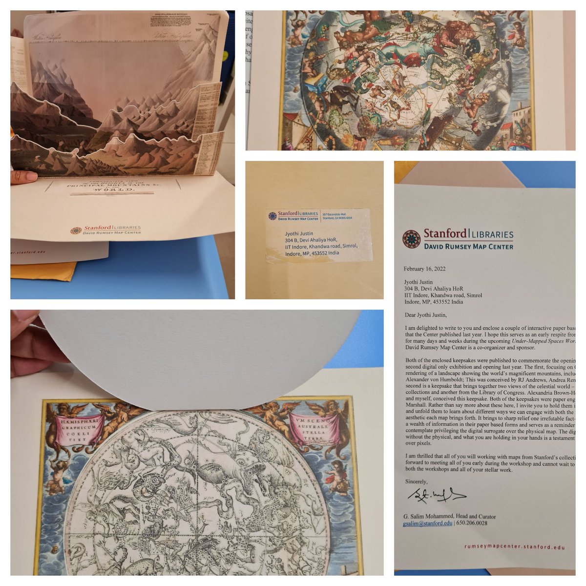 JustinJyothi's tweet photo. Received the beautiful keep-sake interactive paper maps from @StanfordLibs @gsalim and @rumseymapcenter. So happy and grateful to the organisers of #UnderMapped @KelseyUtne, Chloe and Riley for this! https://t.co/wkk8RCILK7