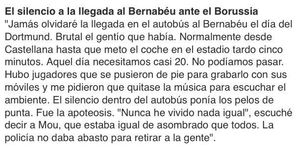 musicoloko7's tweet photo. Fernando Manso (Conductor Bus del RMadrid durante 20 años):

..."nunca he vivido nada igual", escuche decir a MOURINHO https://t.co/o9m4LyqvFe