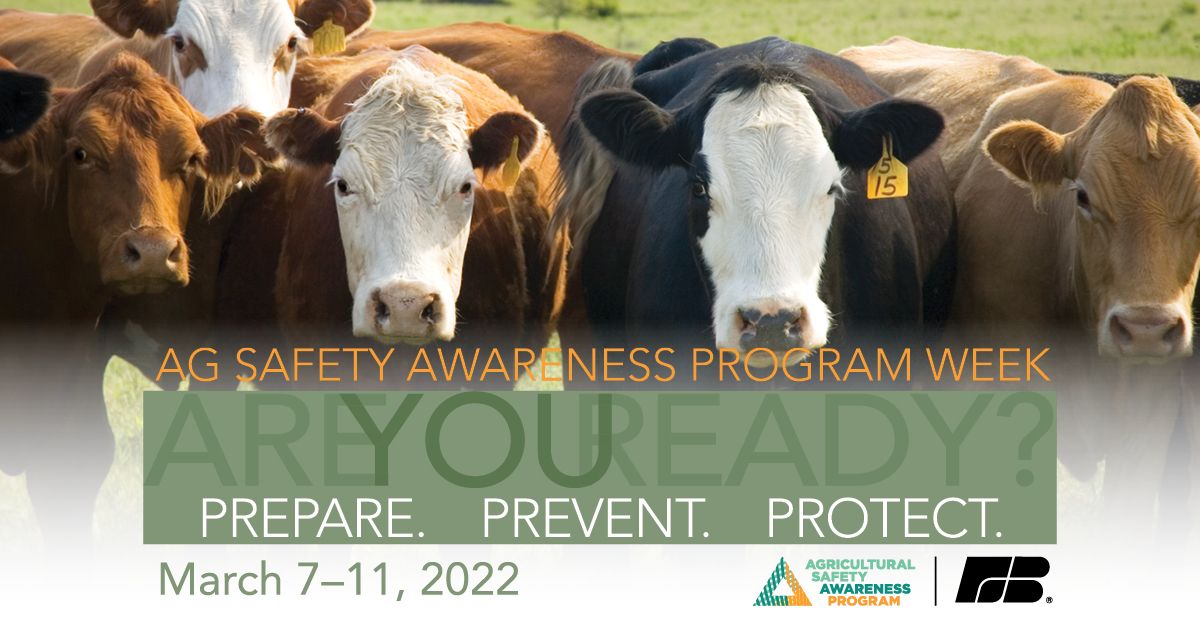 Livestock health is just as important as ours! Whether you are showing at the county fair or administering a vaccine, help us to #Prepare.Prevent.Protect. during Agriculture Safety Awareness Program Week, March 7-11. #USAgCenters #SDFB