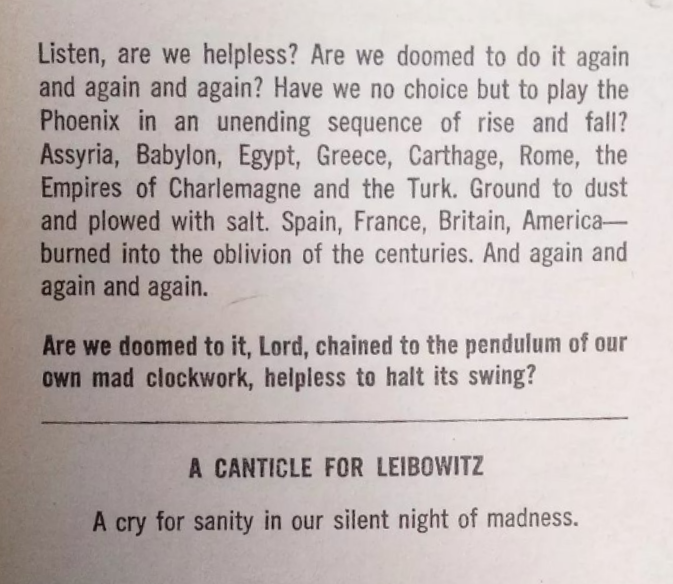 A canticle for our times, truly.