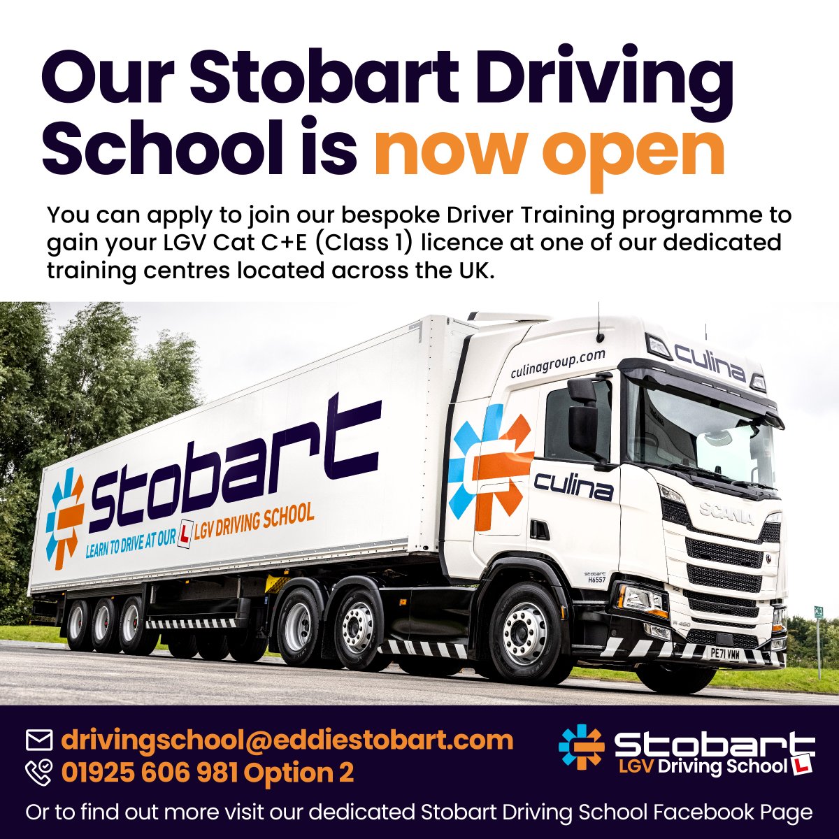 It's official! Our brand new Stobart Driving Schools are now open!
If you're looking to gain your LGV licence and would like to become a Stobart Driver, you can apply to join one of our Stobart Driving Schools, located across the UK. Visit eddiestobart.co.uk/careers-and-tr… to apply. #HGV