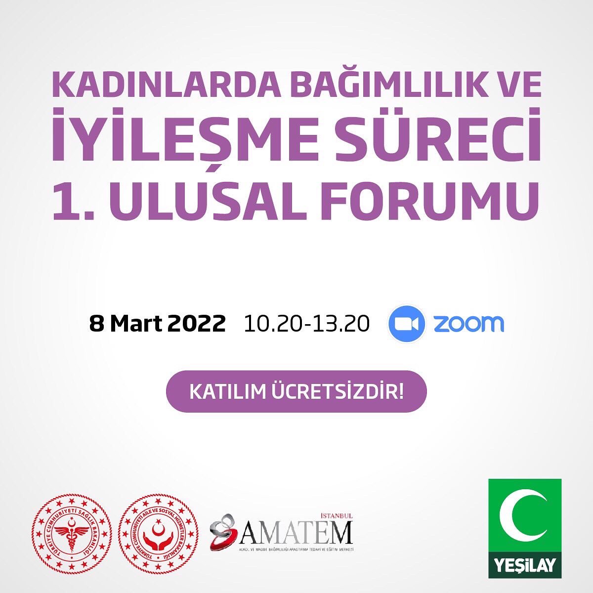 1920yesilay's tweet photo. “Kadınlarda Bağımlılık ve İyileşme Süreci 1. Ulusal Forumu”
T.C. Aile ve Sosyal Hizmetler Bakanlığı ve AMATEM iş birliği ile düzenlediğimiz forumda; "Kadınlarda Bağımlılık ve İyileşme Süreci" konusunu inceleyeceğiz. https://t.co/V7bD86LGld