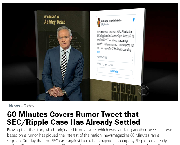 XRP_Productions's tweet photo. 💥 BREAKING EXCLUSIVE NEWS 💥

OMG, now @60Minutes is covering it!

😮😮😮😮😮

#XRP #XRPtheStandard #SECvsRipple https://t.co/5IuJURCd8l