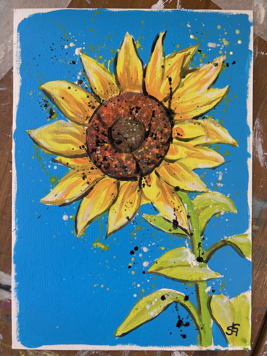 sarahgraham_art's tweet photo. I’ve painted this sunflower, the Ukrainian national flower, to raise money for the Disasters Emergency Committee, Ukraine Humanitarian Appeal.
It’s acrylic on board, 21x30cm. It will run as a silent auction until 12pm 14/03/22. To place a bid email david@sarahgraham.info 💛💙 https://t.co/8dJBZLdwVE