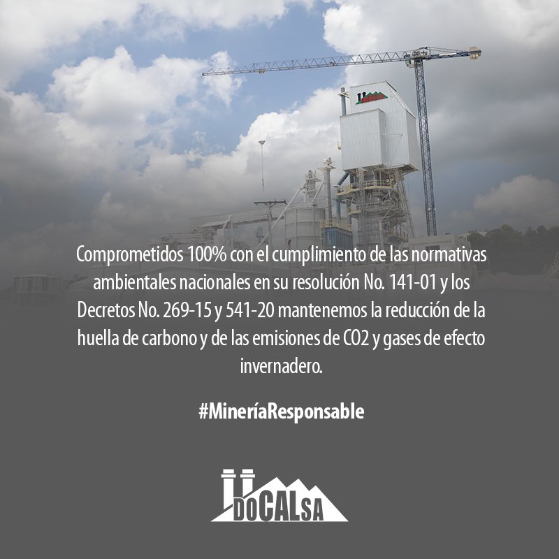 DocalsaRD's tweet photo. Comprometidos 100% con el cumplimiento de las normativas ambientales nacionales en su resolución No. 141-01 y los Decretos No. 269-15 y 541-20 mantenemos la reducción de la huella de carbono y de las emisiones de CO2 y gases de efecto invernadero. #MineríaResponsable https://t.co/qWevbuiRAl