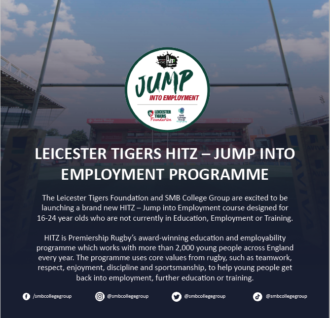 LLEPcareershub: Fancy mixing playing rugby with #education and #employability skills training?

Check out @SMBCollegeGroup 's HITZ programme in partnership with <a href="/LeicesterTigers/">Leicester Tigers</a> for NEET students aged 16-24!

Contact tilly.higgs@tigers.co.uk to find out …