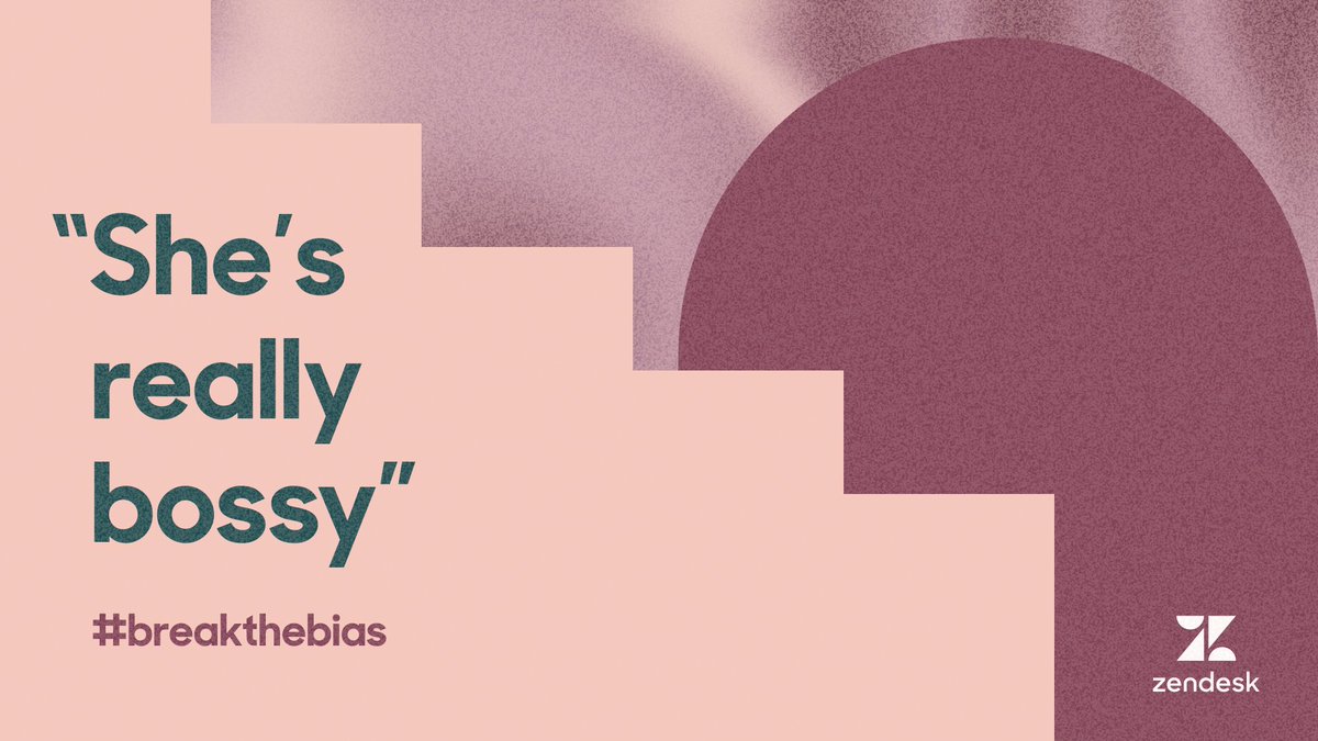Zendesk's tweet photo. Bias makes it difficult for women to move ahead. 🛑 🏃‍♀️ 

As part of International Women's Day tomorrow, try out one of these Zoom backgrounds to help start conversations that #BreakTheBias. #IWD2022 https://t.co/TjRNeaXbdA
