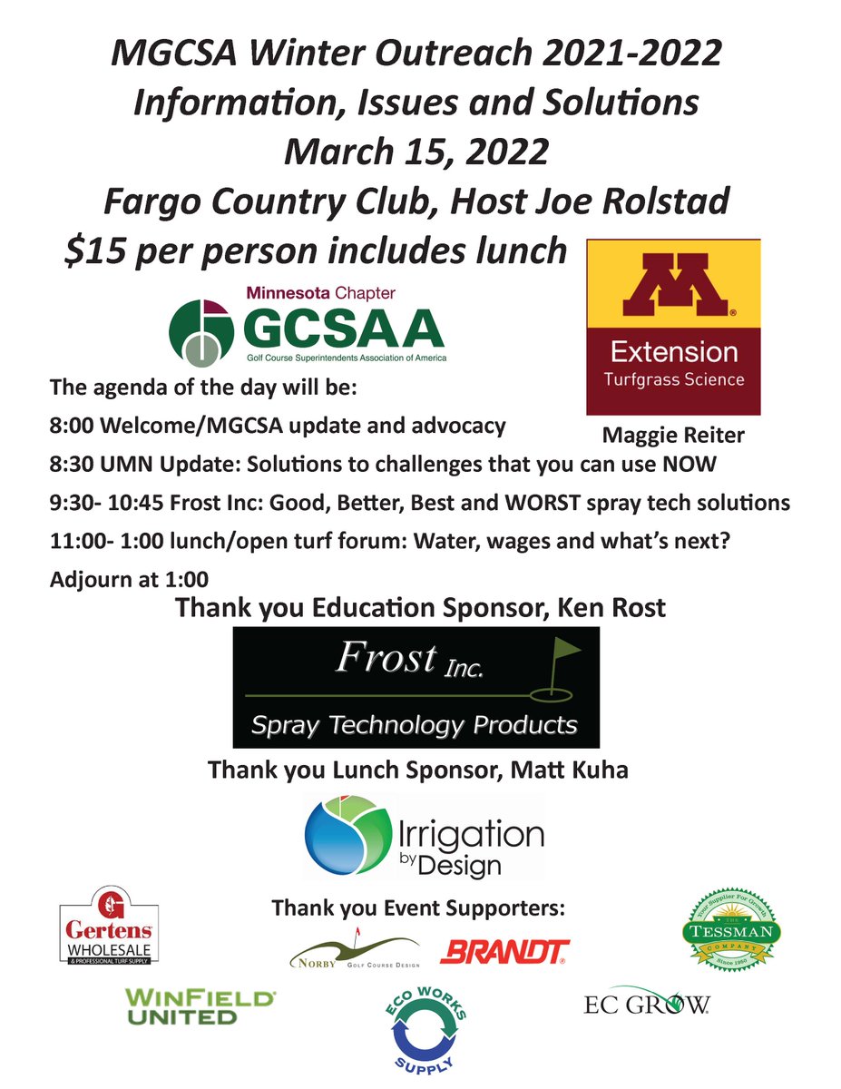Only one more week until our last winter outreach event! Register today to join us at Fargo Country Club.  mgcsa.org/event-4524441