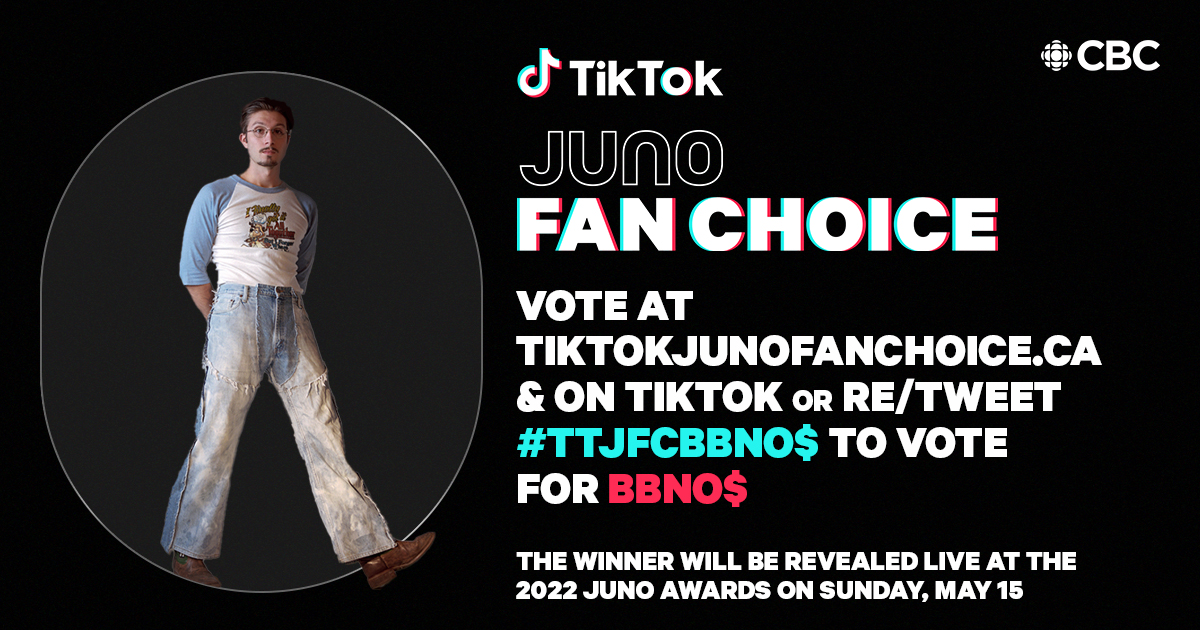 TheJUNOAwards's tweet photo. It’s “too easy” to cast your vote for @bbnomula for #TikTokJUNOFanChoice by tweeting #TTJFCbbno$ or by voting at https://t.co/bTIkilsWhQ https://t.co/NPNHOgPEsR